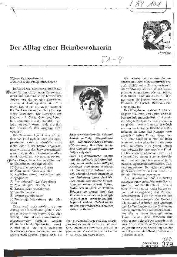 Vorschauseite 1: Der Alltag einer Heimbewohnerin