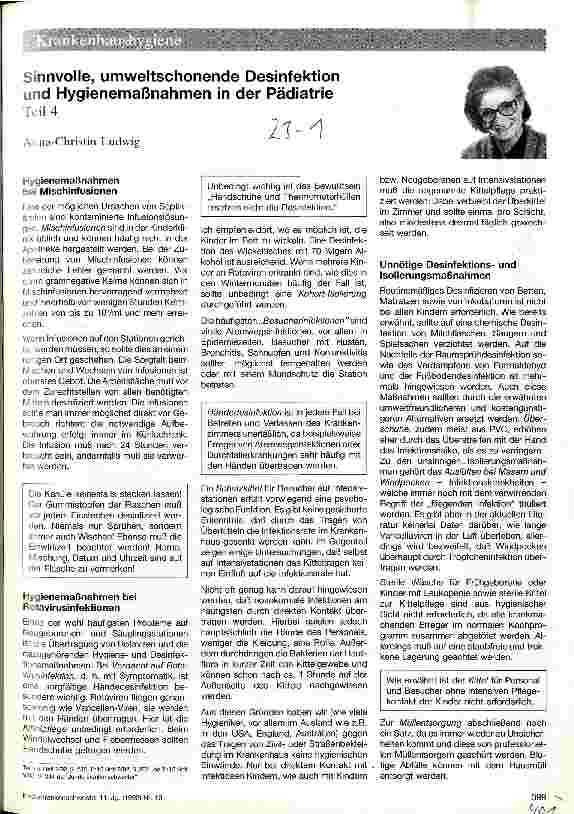 Vorschauseite 1: Sinnvolle, umweltschonende Desinfektion und Hygienemaßnahmen in der Pädiatrie Teil 4