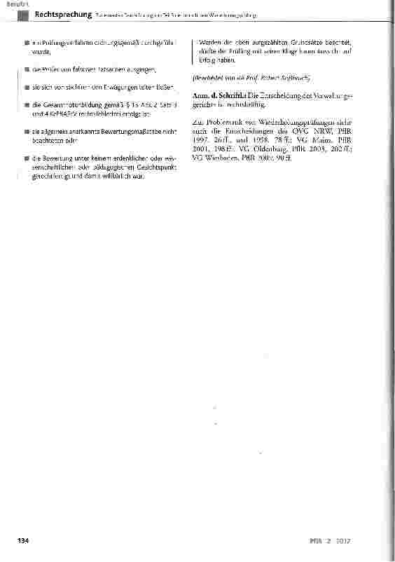 Vorschauseite 6: Zur erneuten Durchführung von Teil 3 der mündlichen Wiederholungsprüfung KrPflAPrV § 1 Abs. 1, § 3 Abs. 1, § 6, § 8 Abs. 1, 3 und 4, § 14 Abs. 1; § 14 Abs. 3 Satz 3, 4 und 6