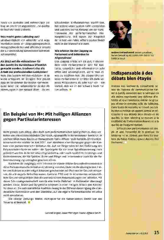 Vorschauseite 2: «Lobbying ist eine professionalisierte Form der Interessenvertretung»