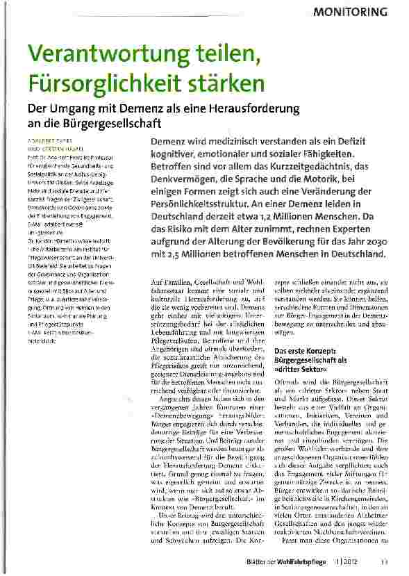 Vorschauseite 1: Verantwortung teilen, Fürsorglichkeit stärken