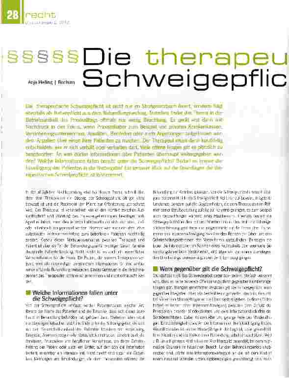 Vorschauseite 1: Die therapeuthische Schweigepflicht