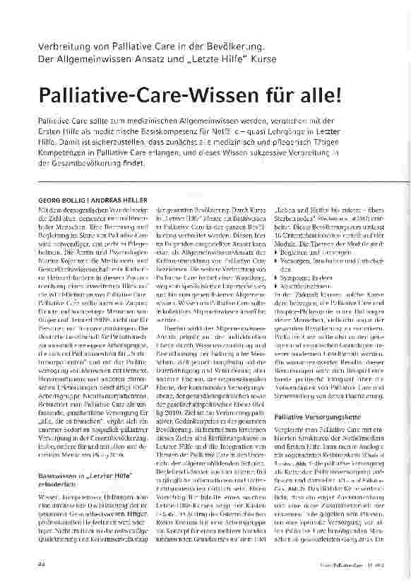 Vorschauseite 1: Palliative-Care-Wissen für alle!