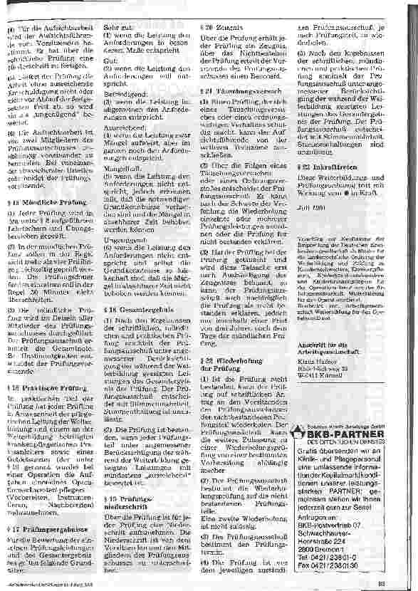Vorschauseite 5: Ein Vorschlag zur Neufassung der Weiterbildungsordnung für den Operationsdienst