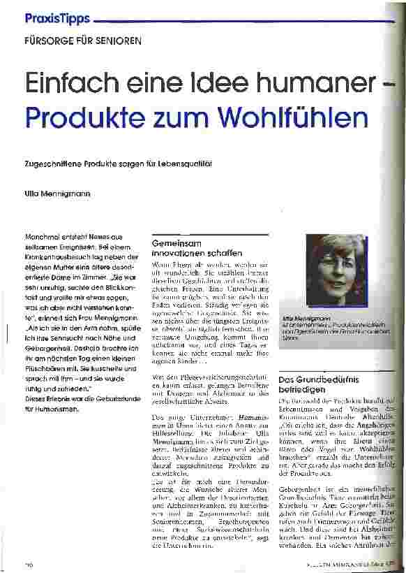 Vorschauseite 1: Einfach eine Idee humaner - Produkte zum Wohlfühlen