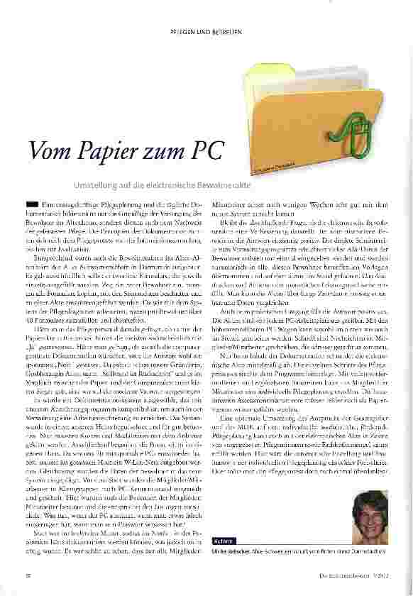 Vorschauseite 1: Vom Papier zum PC Umstellung auf die elektronische Bewohnerakte