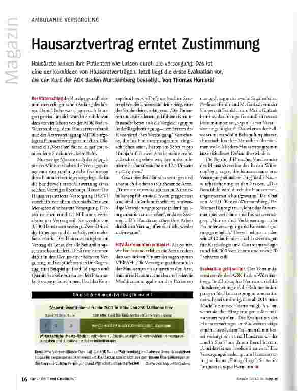 Vorschauseite 1: Hausarztvertrag erntet Zustimmung