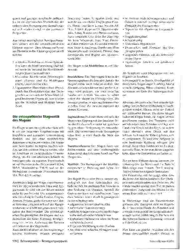 Vorschauseite 2: Die osteopathische Behandlung des Magenserklärt anhand er Gastroptose