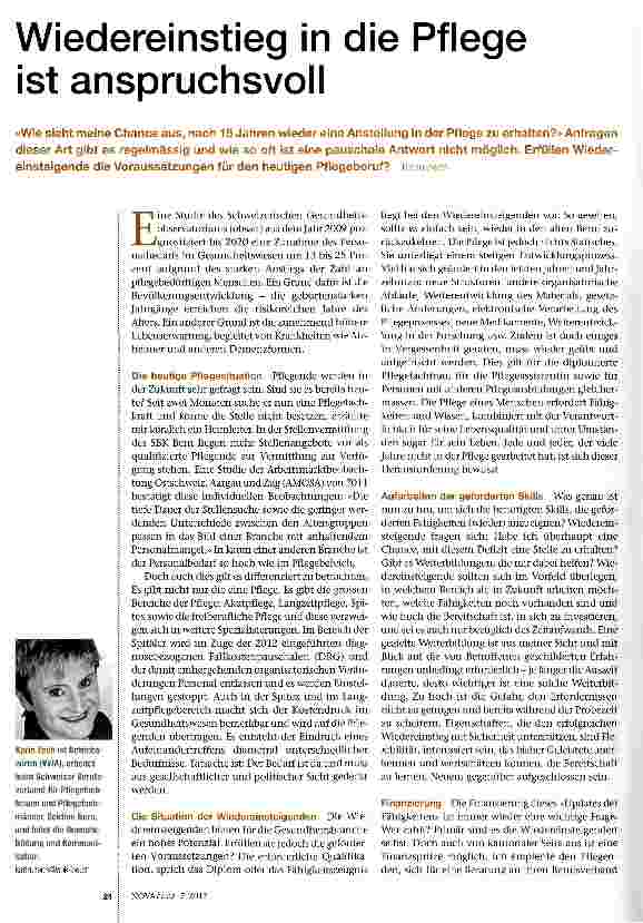 Vorschauseite 1: Wiedereinstieg in die Pflege ist anspruchsvoll