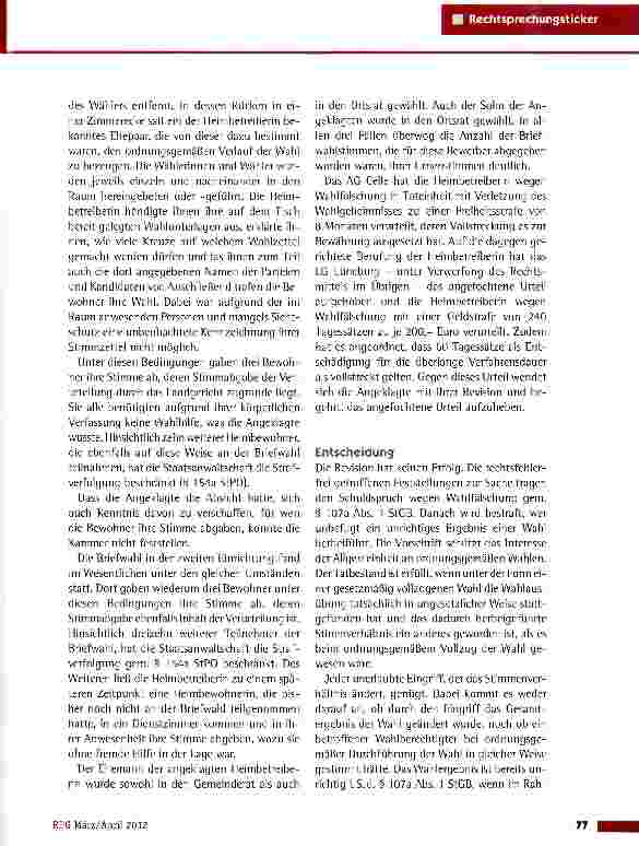 Vorschauseite 2: Wahlfälschung in einem Altenund Pflegeheim