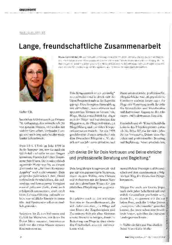 Vorschauseite 1: Lange, freundschaftliche Zusammenarbeit