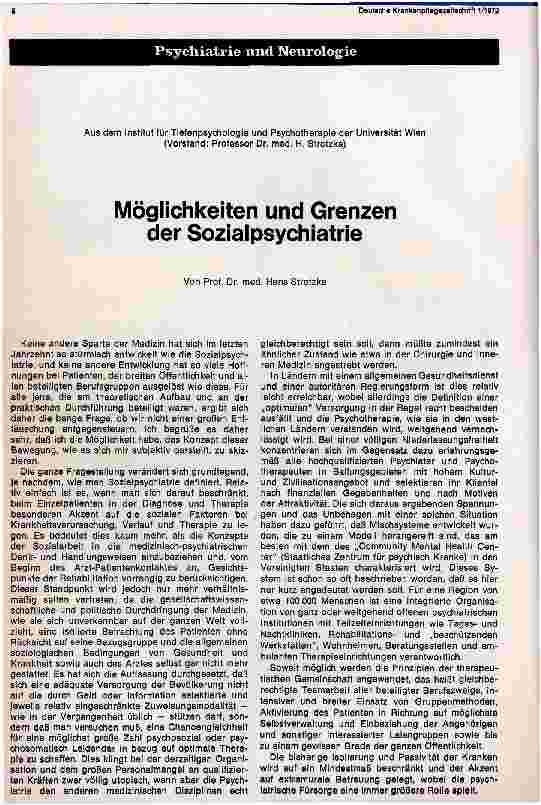 Vorschauseite 1: Möglichkeiten und Grenzen der Sozialpsychiatrie