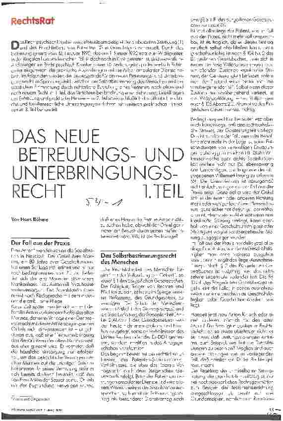 Vorschauseite 1: Das neue Betreuungsund Unterbringungsrecht 1. Teil