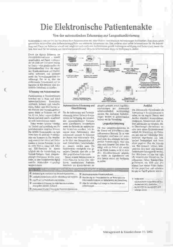 Vorschauseite 1: Die Elektronische Patientenakte Von der automatischen Erkennung zur Langzeitarchivierung