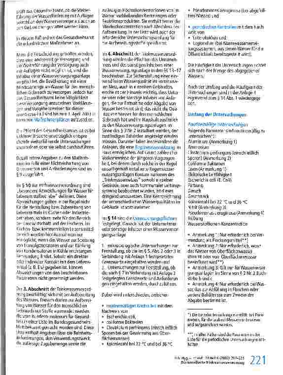 Vorschauseite 4: Die novellierte Trinkwasserverordnung. Mikrobiologische Anforderungen - Untersuchungsverfahren