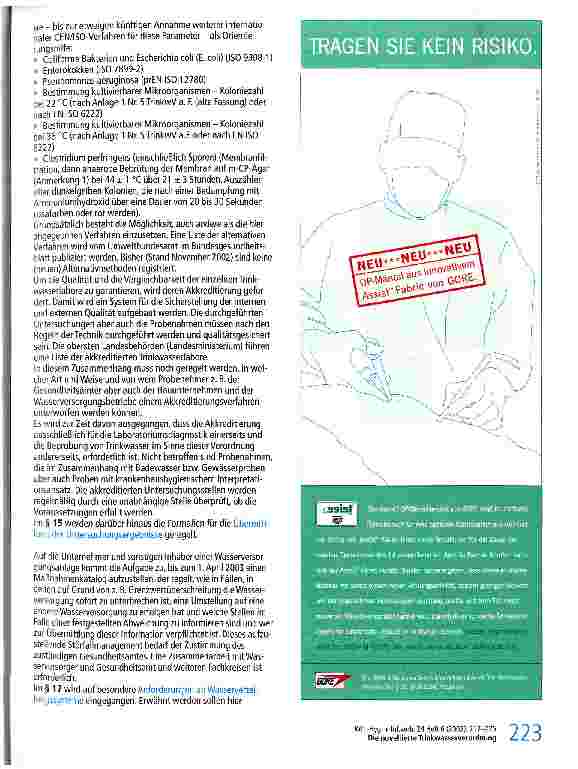 Vorschauseite 6: Die novellierte Trinkwasserverordnung. Mikrobiologische Anforderungen - Untersuchungsverfahren