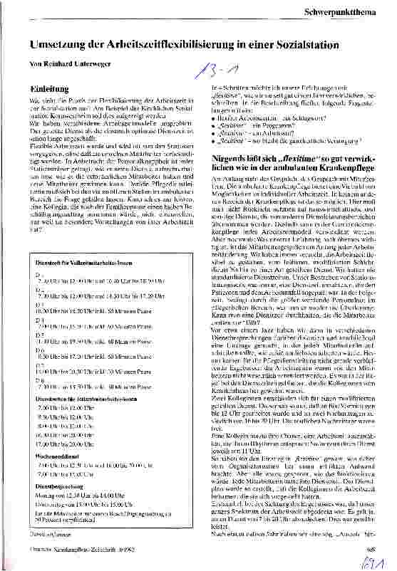 Vorschauseite 1: Umsetzung der Arbeitszeitflexibilität in einer Sozialstation