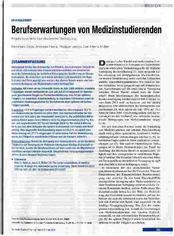 Vorschauseite 1: Berufserwartungen von Medizinstudierenden