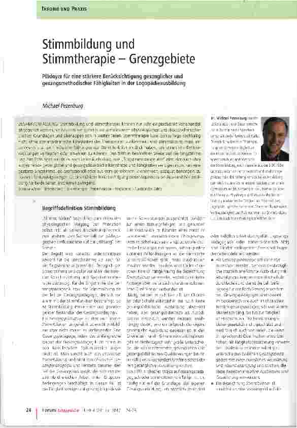 Vorschauseite 1: Stimmbildung und Stimmtherapie - Grenzgebiete