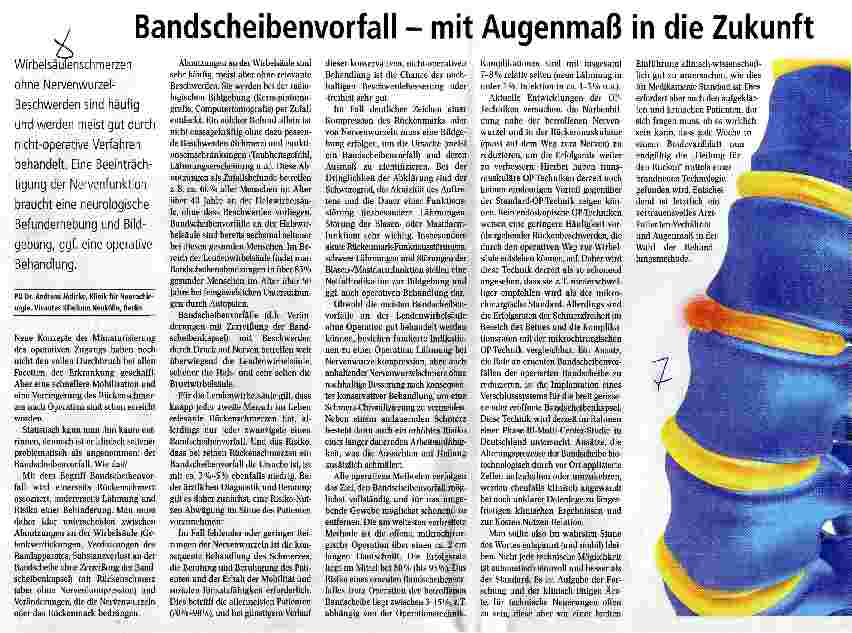 Vorschauseite 1: Bandscheibenvorfall - mit Augenmaß in die Zukunft