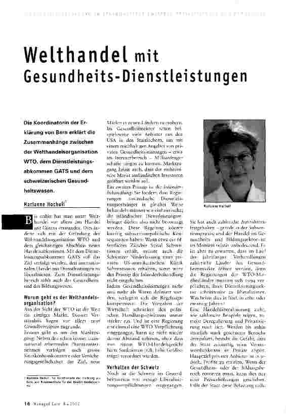 Vorschauseite 1: Welthandel mit Gesundheits-Dienstleistungen
