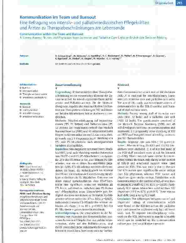 Vorschauseite 1: Kommunikation im Team und Burnout