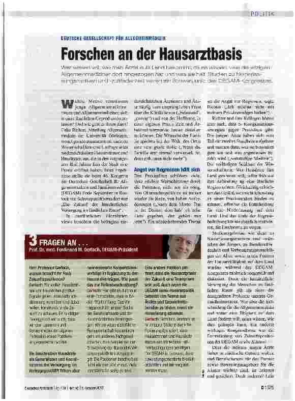 Vorschauseite 1: Forschen an der Hausarztbasis