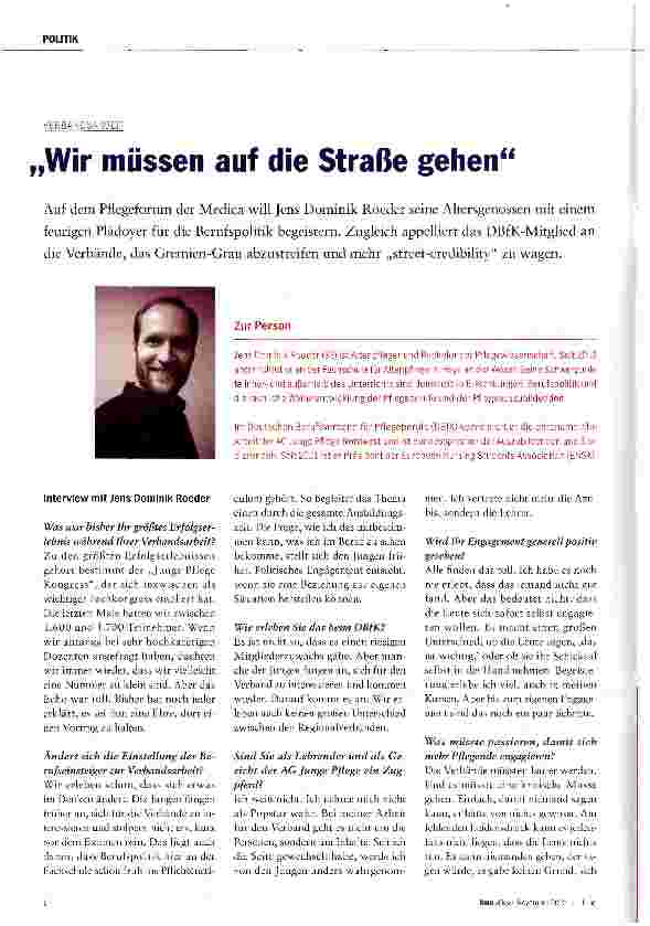 Vorschauseite 1: „Wir müssen auf die Straße gehen
