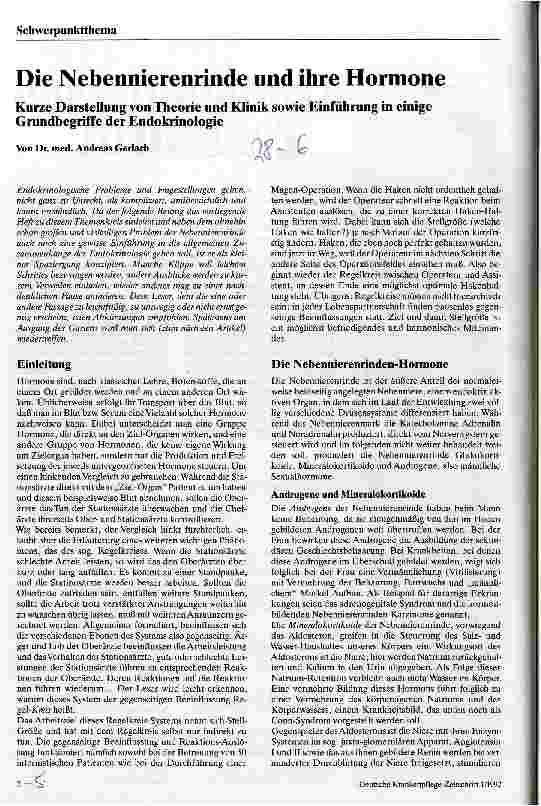 Vorschauseite 1: Die Nebennierenrinde und ihre Hormone Kurze Darstellung von Theorie und Klinik sowie Einführung in ...