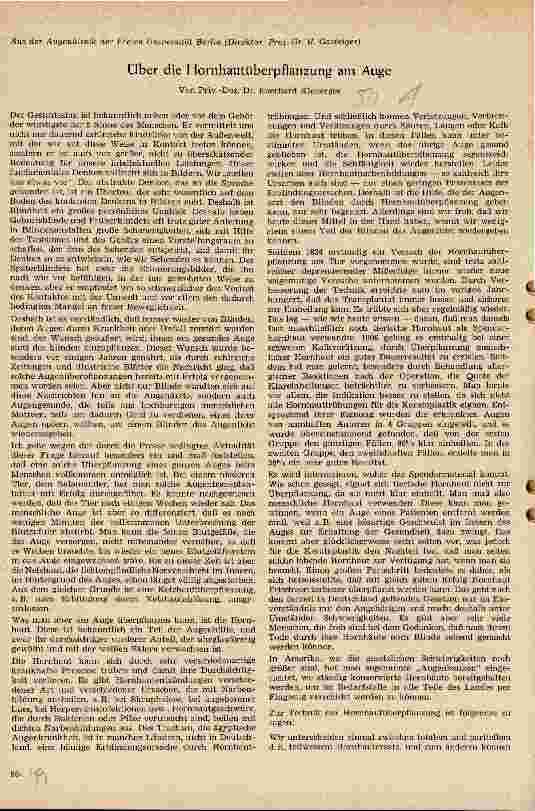 Vorschauseite 1: Über die Hornhautüberpflanzung am Auge