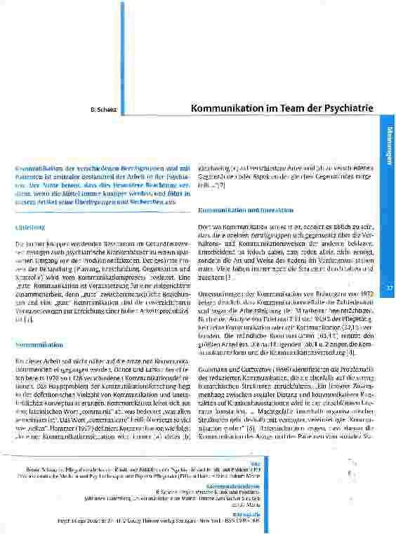 Vorschauseite 1: Kommunikation im Team der Psychiatrie