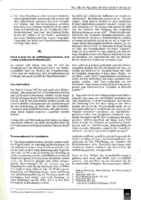 Vorschauseite 3: Rechtliche Aspekte der Fremdbluttransfusion