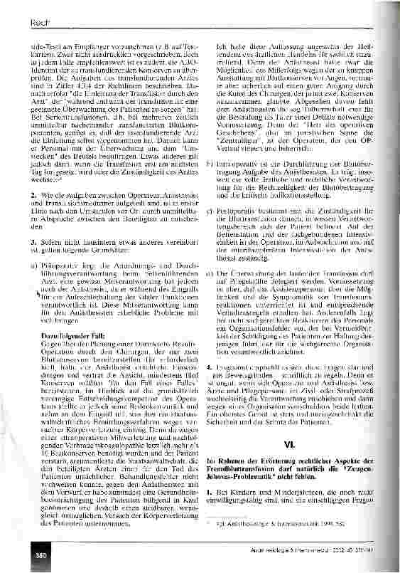 Vorschauseite 6: Rechtliche Aspekte der Fremdbluttransfusion