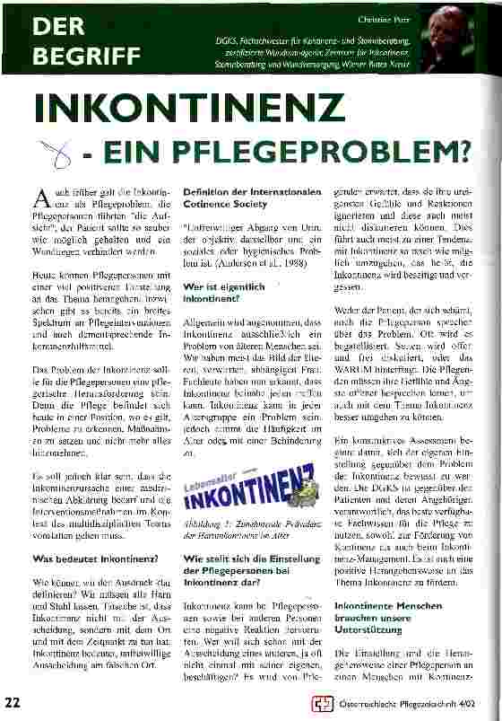 Vorschauseite 1: Inkontinenz - ein Pflegeproblem?