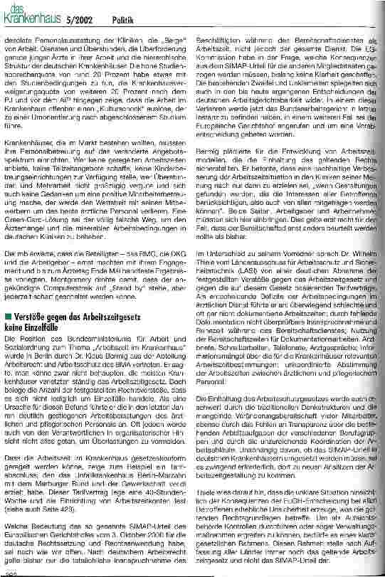 Vorschauseite 3: Gemeinsam gegen den Ärztemangel und für bessere stationäre Arbeitsbedingungen der Mediziner DKD-Beschäftigungsforum Ärztlicher Dienst im Krankenhaus am 16. April 2002 in Berlin