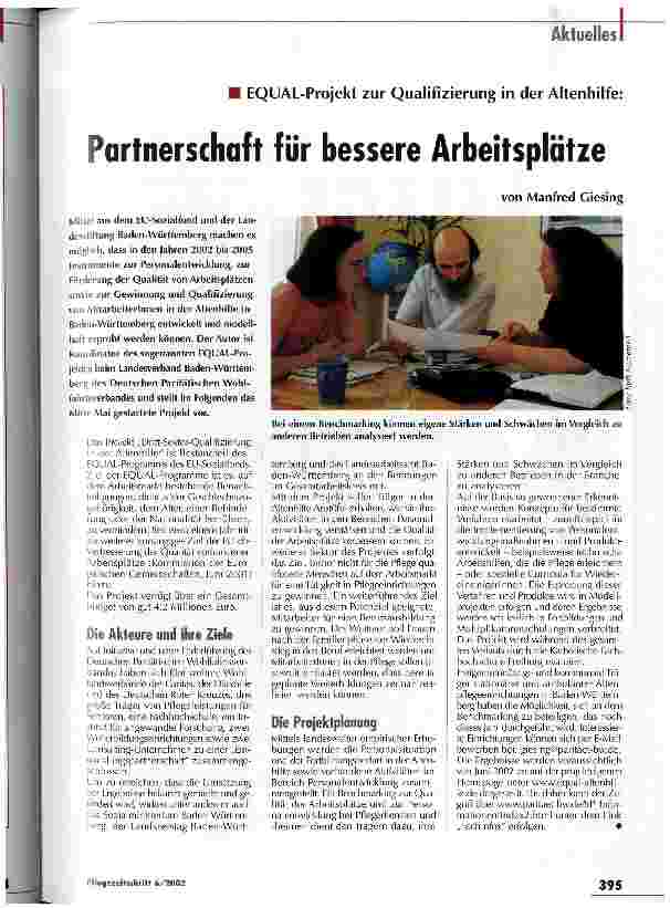 Vorschauseite 1: Partnerschaft für bessere Arbeitsplätze
