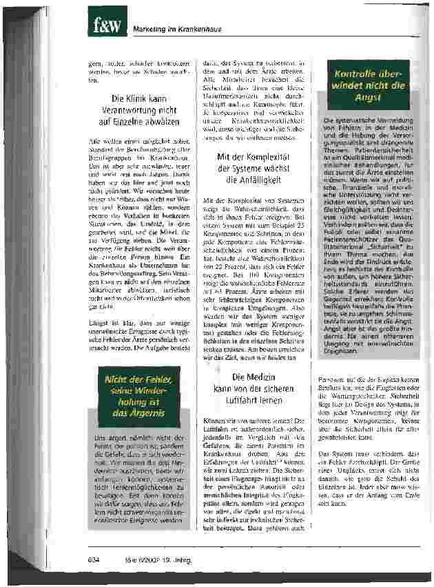 Vorschauseite 3: Vom Traum, Fehler offen diskutieren zu dürfen Die Ärzte müssen den Mythos der Unfehlbarkeit aufgeben und ihre Systeme überschaubarer machen