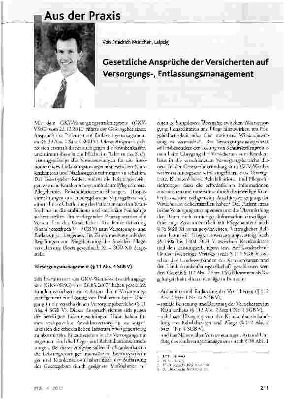 Vorschauseite 1: Gesetzliche Ansprüche der Versicherten auf Versorgungs-, Entlassungsmanagement