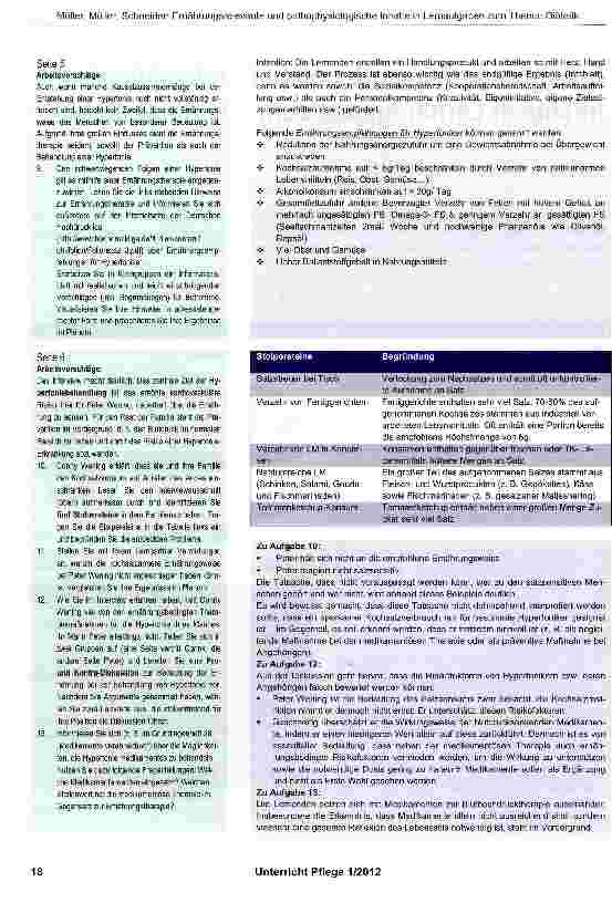Vorschauseite 2: Ernährungsrelevante und pathophysiologische Inhalte in Lernaufgaben zum Thema: Diätetik