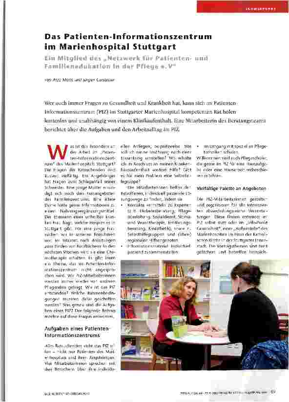 Vorschauseite 1: Das Patienten-Informationszentrum im Marienhospital Stuttgart