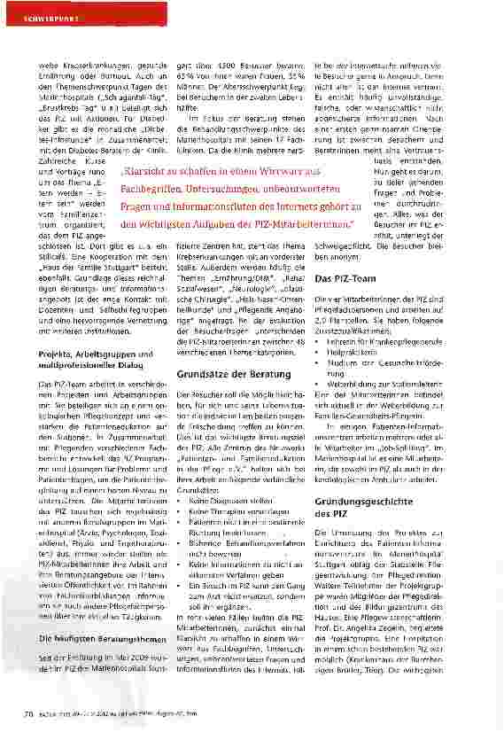 Vorschauseite 2: Das Patienten-Informationszentrum im Marienhospital Stuttgart