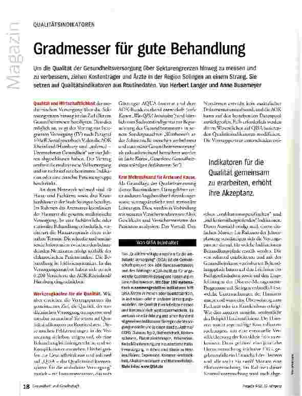 Vorschauseite 1: Gradmesser für gute Behandlung