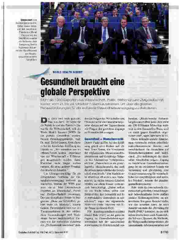 Vorschauseite 1: Gesundheit braucht eine globale Perspektive