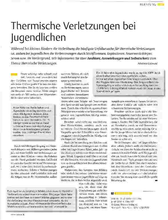 Vorschauseite 1: Thermische Verletzungen bei Jugendlichen