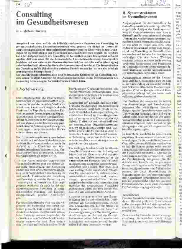 Vorschauseite 1: Consulting im Gesundheitswesen
