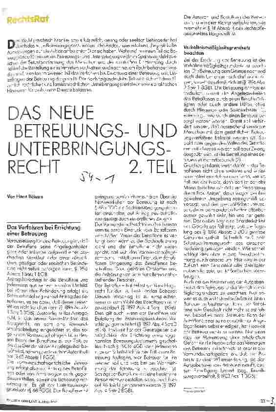 Vorschauseite 1: Das neue Betreuungsund Unterbringungsrecht 2. Teil