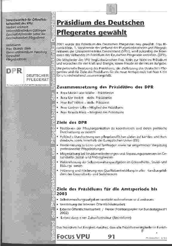 Vorschauseite 1: Präsidium des Deutschen Pflegerates