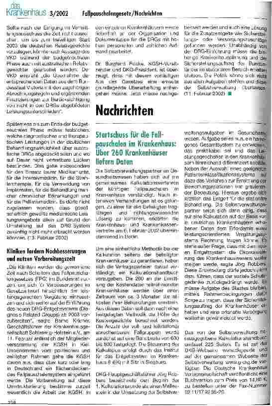 Vorschauseite 5: Fallpauschalengesetz Hickhack um das FPG