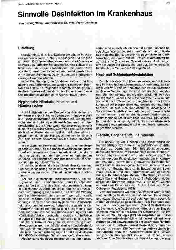 Vorschauseite 1: Sinnvolle Desinfektion im Krankenhaus