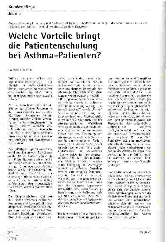 Vorschauseite 1: Welche Vorteile bringt die Patientenschulung bei Asthma-Patienten?